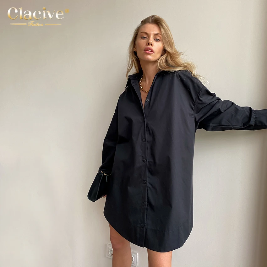 Clacive White Loose Lapel Women'S Shirt 2021 Autumn Long Sleeve Fashion Blouses Casual Office Single-Breasted Shirts Top Woman