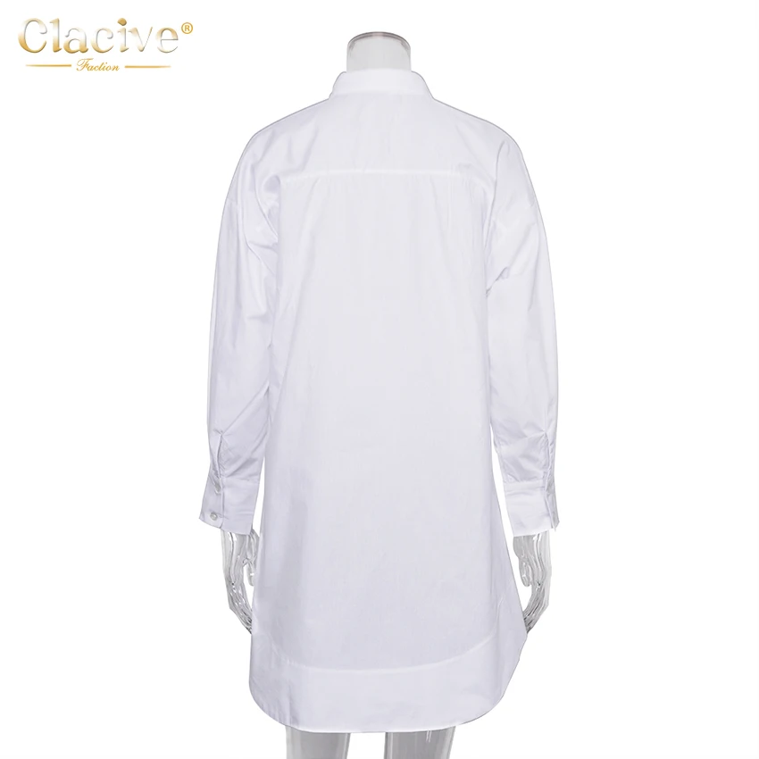 Clacive White Loose Lapel Women'S Shirt 2021 Autumn Long Sleeve Fashion Blouses Casual Office Single-Breasted Shirts Top Woman