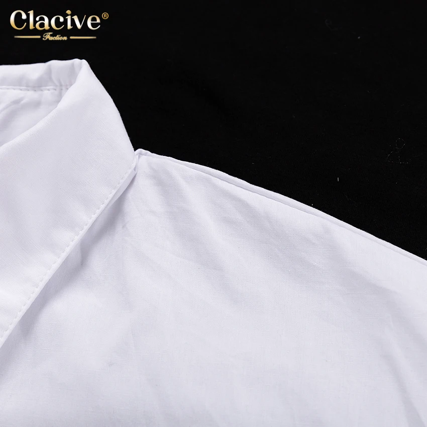 Clacive White Loose Lapel Women'S Shirt 2021 Autumn Long Sleeve Fashion Blouses Casual Office Single-Breasted Shirts Top Woman