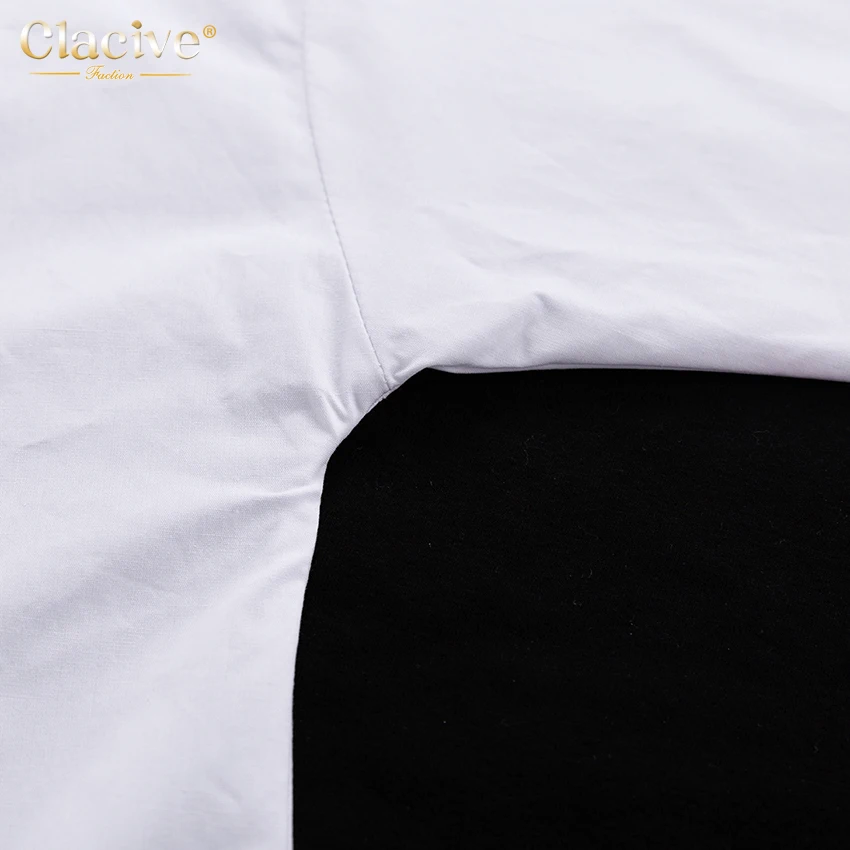 Clacive White Loose Lapel Women'S Shirt 2021 Autumn Long Sleeve Fashion Blouses Casual Office Single-Breasted Shirts Top Woman