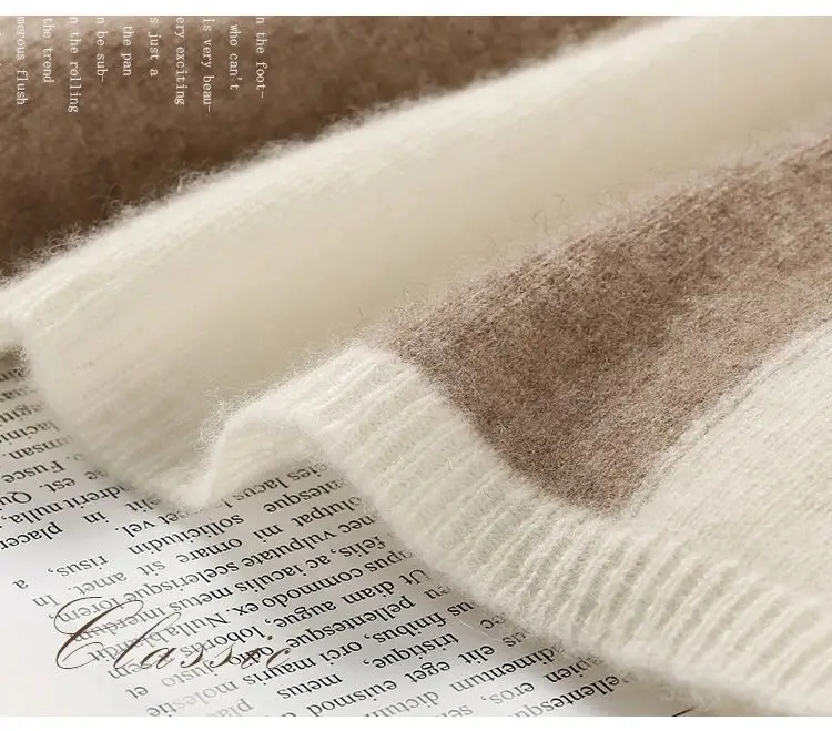New Cashmere Sweater Women's High-Neck Color Matching 100% Pure Wool Pullover Fashion Plus Size Warm Knitted Bottoming Shir