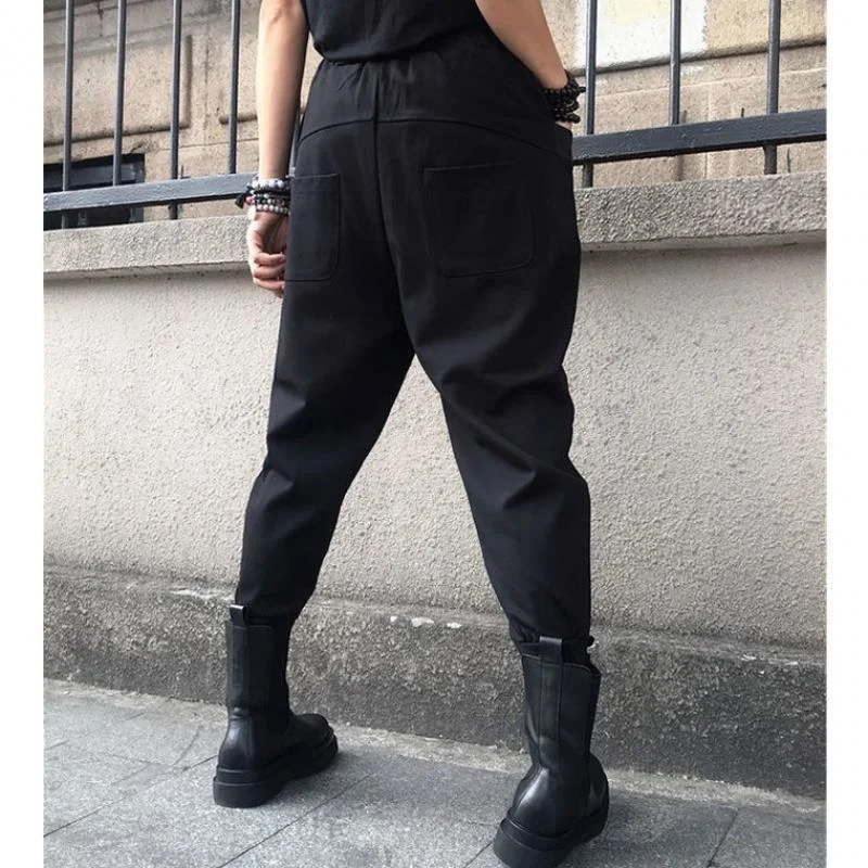 Amax LuluE 2024 British Spring Fashion Womens Black Zippers Punk Harem Pants Females Casual Loose Vintage Elastic Waist Trousers