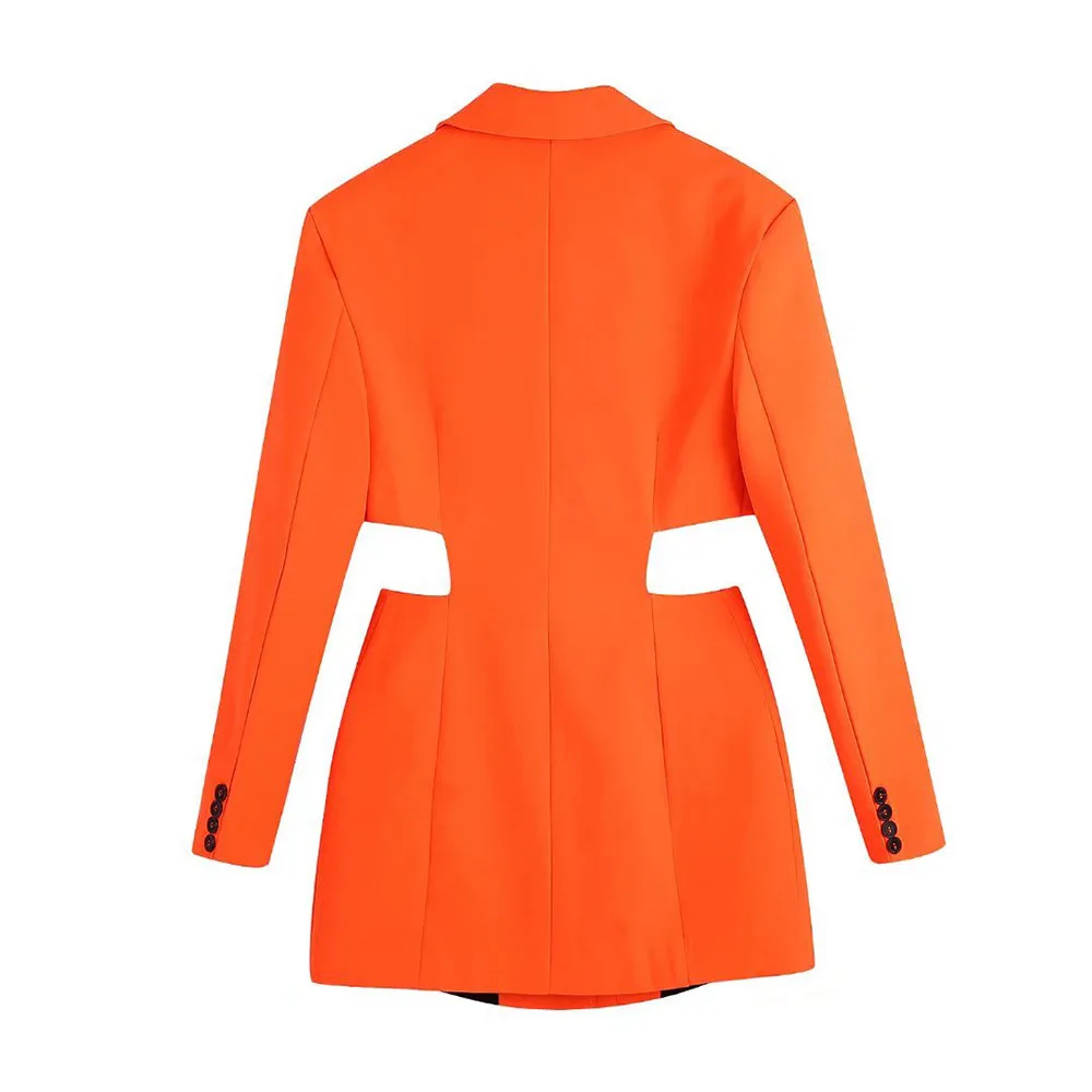 Klacwaya Women 2021 Fashion Chic Hollow Out Mini Dress Vintage Long Sleeve Welt Pockets Female Mini Dresses Mujer