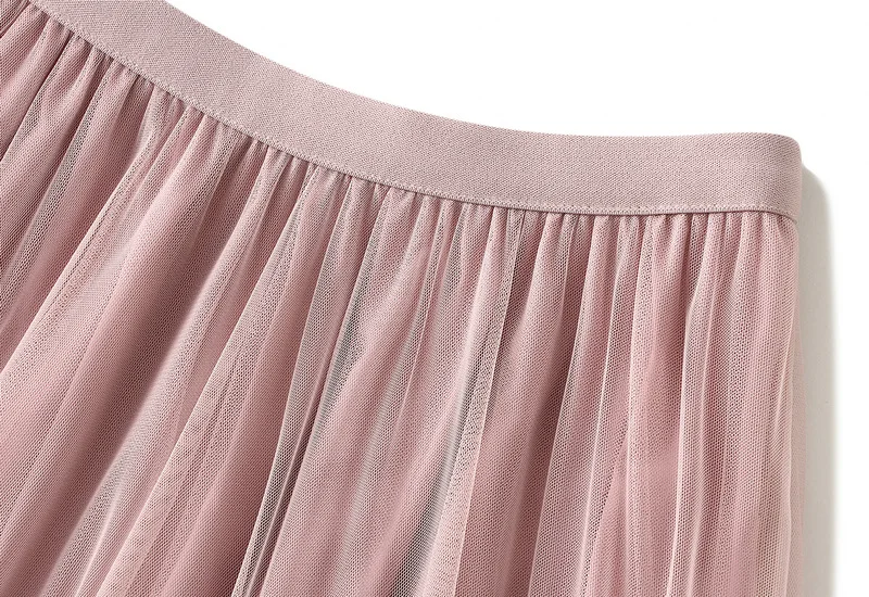 Beige Maxi Long Tulle Skirt Women Spring Summer Mesh Big Hem A-line Skirt Female Lengthen Red Party Skirt Clothes for Lady