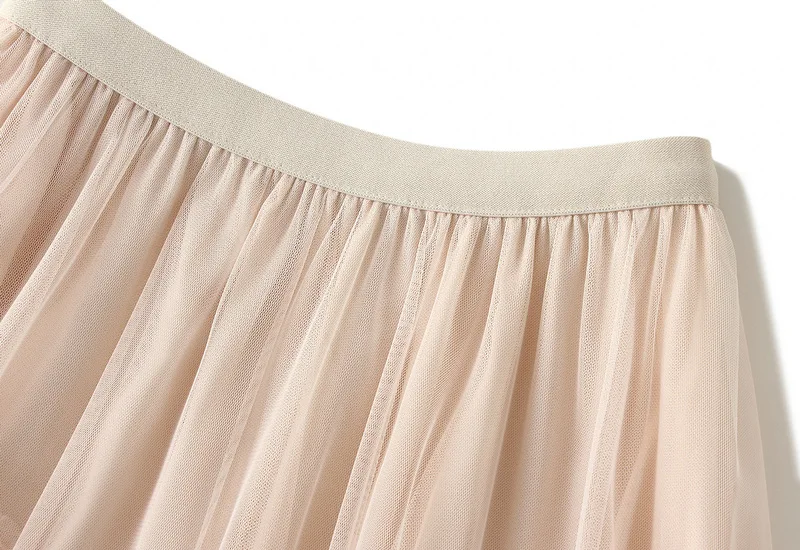 Beige Maxi Long Tulle Skirt Women Spring Summer Mesh Big Hem A-line Skirt Female Lengthen Red Party Skirt Clothes for Lady
