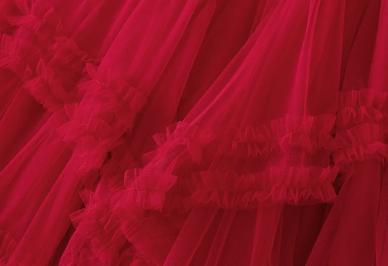 Beige Maxi Long Tulle Skirt Women Spring Summer Mesh Big Hem A-line Skirt Female Lengthen Red Party Skirt Clothes for Lady