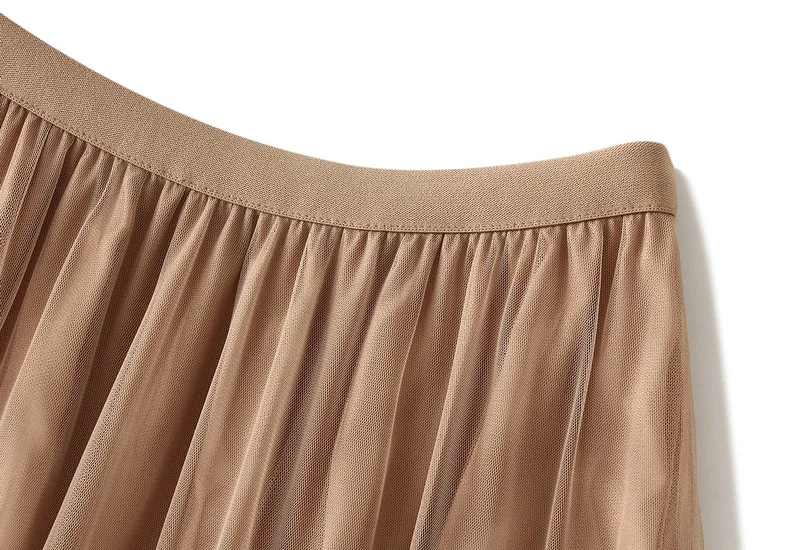Beige Maxi Long Tulle Skirt Women Spring Summer Mesh Big Hem A-line Skirt Female Lengthen Red Party Skirt Clothes for Lady