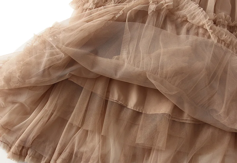 Beige Maxi Long Tulle Skirt Women Spring Summer Mesh Big Hem A-line Skirt Female Lengthen Red Party Skirt Clothes for Lady