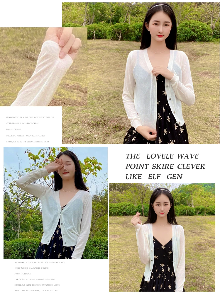 Knitted Ladies Sweaters Women's Coat Summer Cardigan Cropped Basic V-neck Tricot Black Cute Crochet Top Girls White Outerwear
