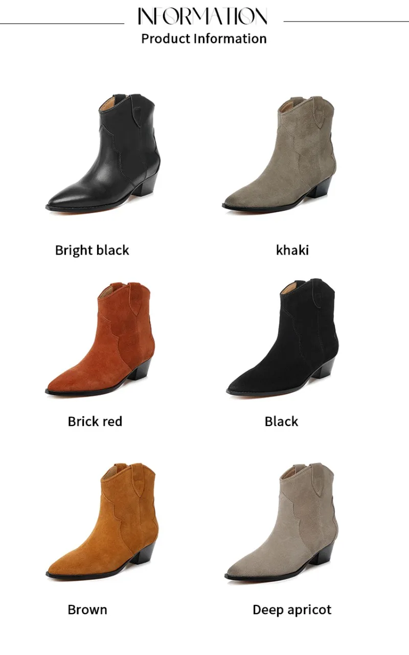 Winter New Classic Chelsea Boots Vintage Leather Pointed Heel Ankle Boots Stylish High Top Casual Comfort Cowboy Boots Ladies