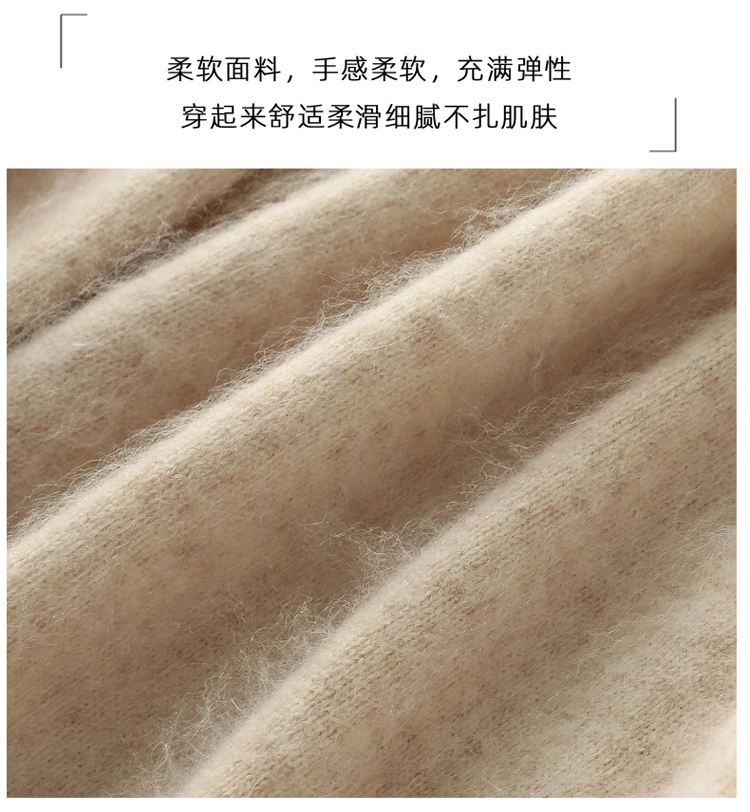 Autumn and Winter New Women's 100% Mink Cashmere Sweater O-Neck Knitted Pullover Casual Loose Large Basic Fashion Top
