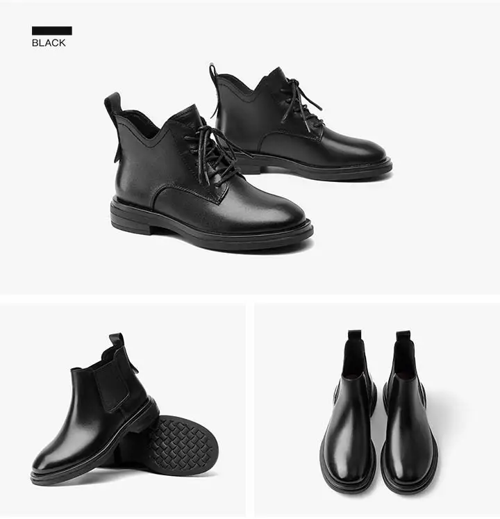 BeauToday Boots Women Genuine Calfskin Chelsea Booties Round Toe Elastic Band Vintage Ladies Shoes Handmade 05015