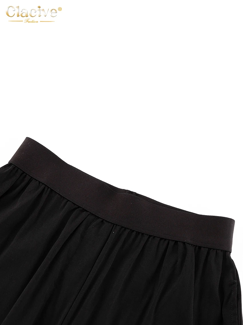 Clacive Fashion Loose Black Cargo Pants Women Elegant Elastic Waist Full Length Pants Casual Straight Trousers Female Clothing