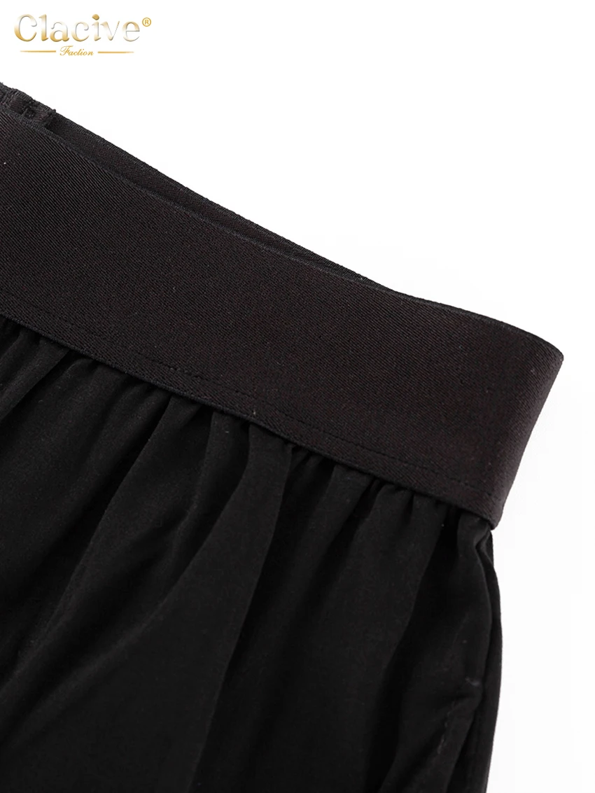Clacive Fashion Loose Black Cargo Pants Women Elegant Elastic Waist Full Length Pants Casual Straight Trousers Female Clothing