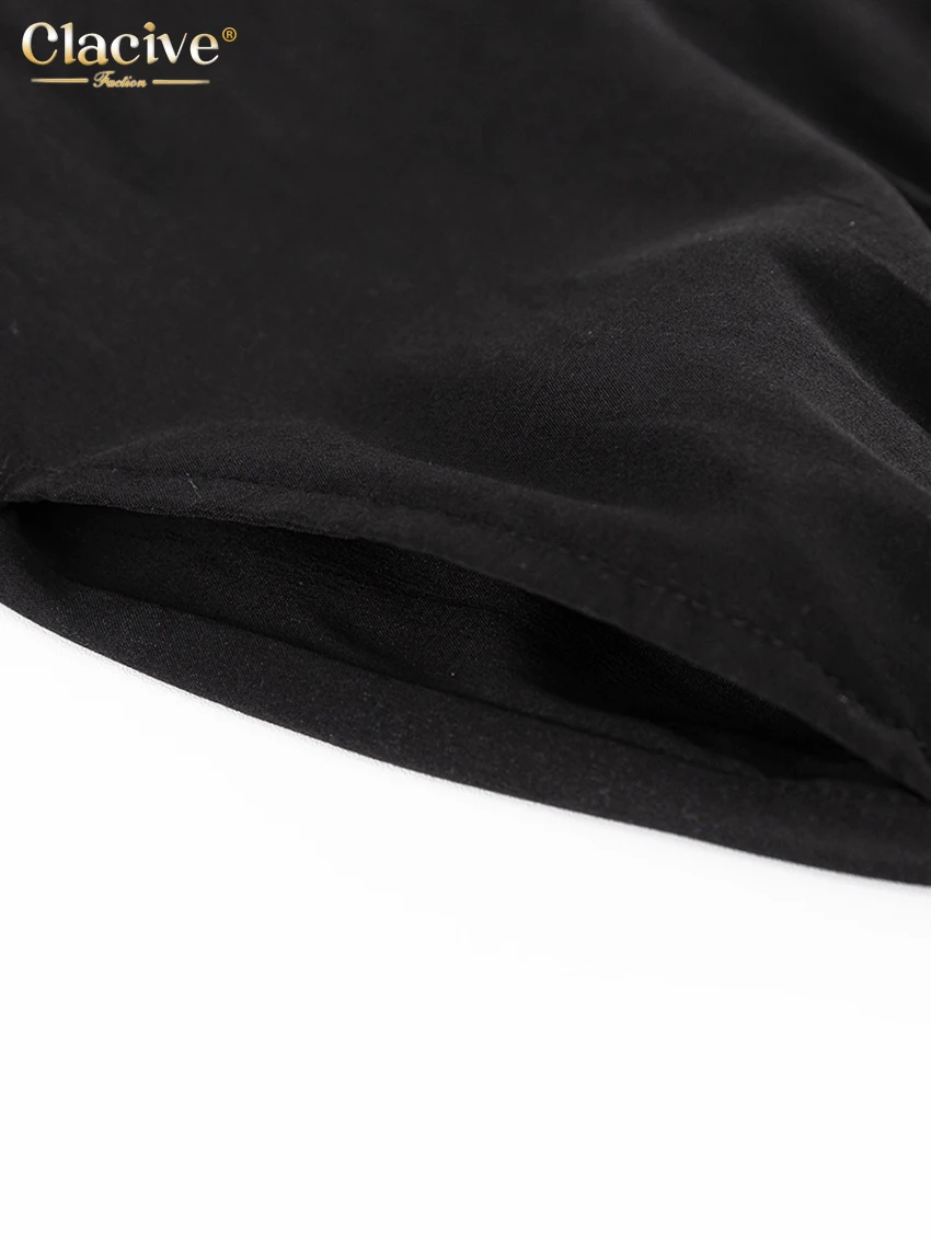 Clacive Fashion Loose Black Cargo Pants Women Elegant Elastic Waist Full Length Pants Casual Straight Trousers Female Clothing
