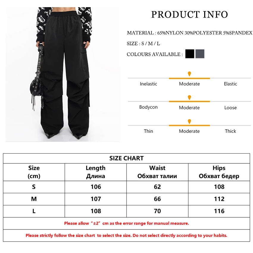 Clacive Fashion Loose Black Cargo Pants Women Elegant Elastic Waist Full Length Pants Casual Straight Trousers Female Clothing