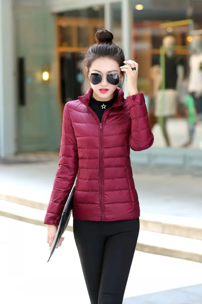 8XL Women White Duck Down Coats 4XL 5XL Female Ultra Light Duck Down Jackets Autumn Winter Warm Stand Collar Hiking Coat Outwear