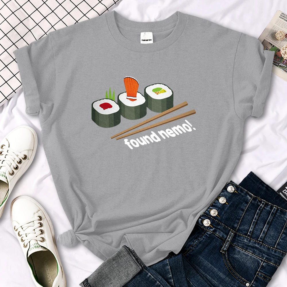 Nemo Found In Sushi Cartoons Printing Women T-Shirt Street Summer Short Sleeve Cool Sport Clothes Fashion Casual T Shirt Female