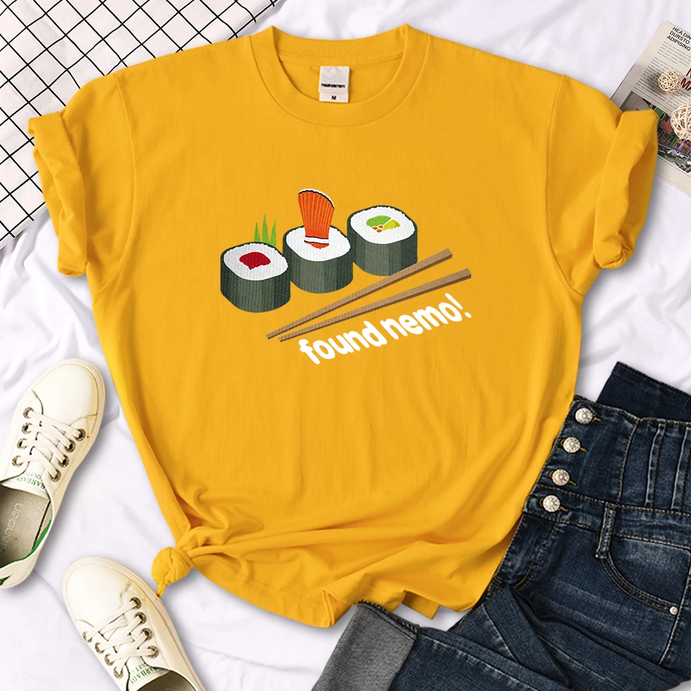 Nemo Found In Sushi Cartoons Printing Women T-Shirt Street Summer Short Sleeve Cool Sport Clothes Fashion Casual T Shirt Female