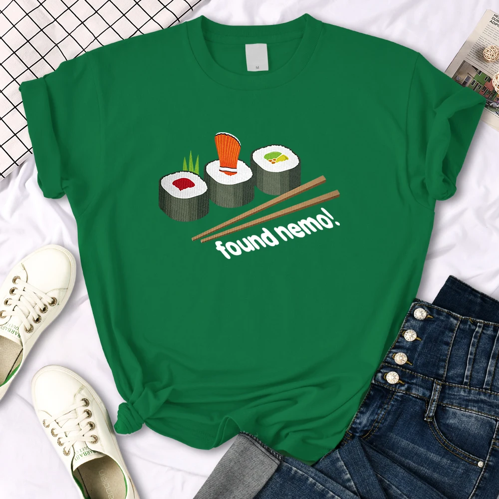 Nemo Found In Sushi Cartoons Printing Women T-Shirt Street Summer Short Sleeve Cool Sport Clothes Fashion Casual T Shirt Female