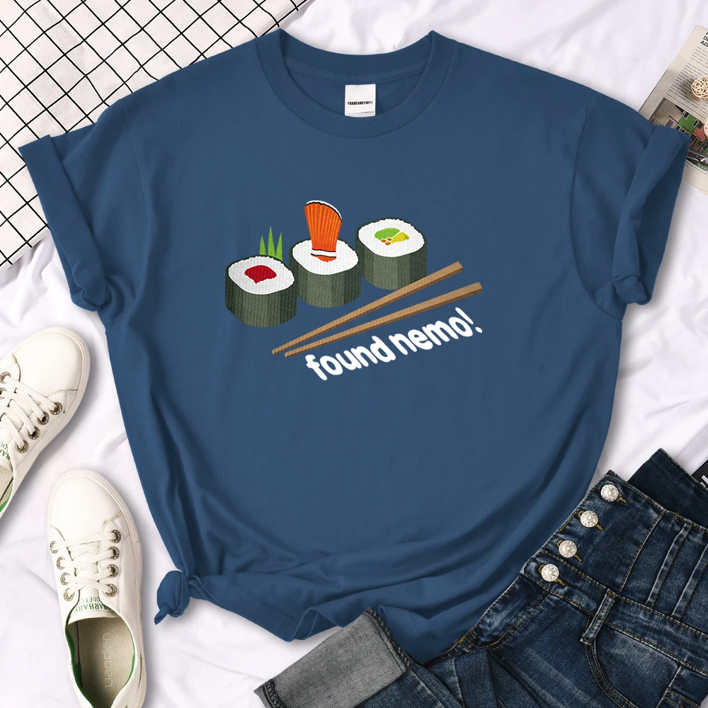 Nemo Found In Sushi Cartoons Printing Women T-Shirt Street Summer Short Sleeve Cool Sport Clothes Fashion Casual T Shirt Female