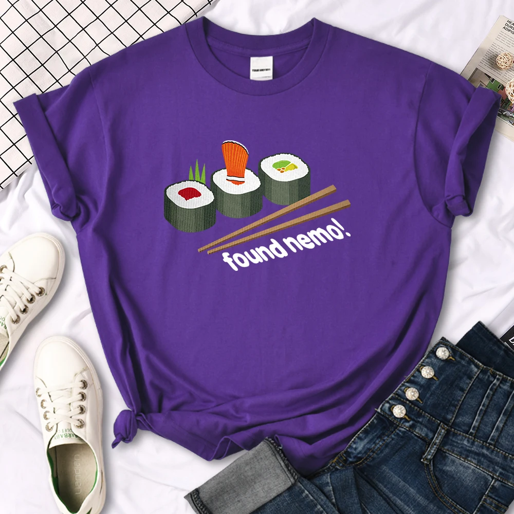 Nemo Found In Sushi Cartoons Printing Women T-Shirt Street Summer Short Sleeve Cool Sport Clothes Fashion Casual T Shirt Female