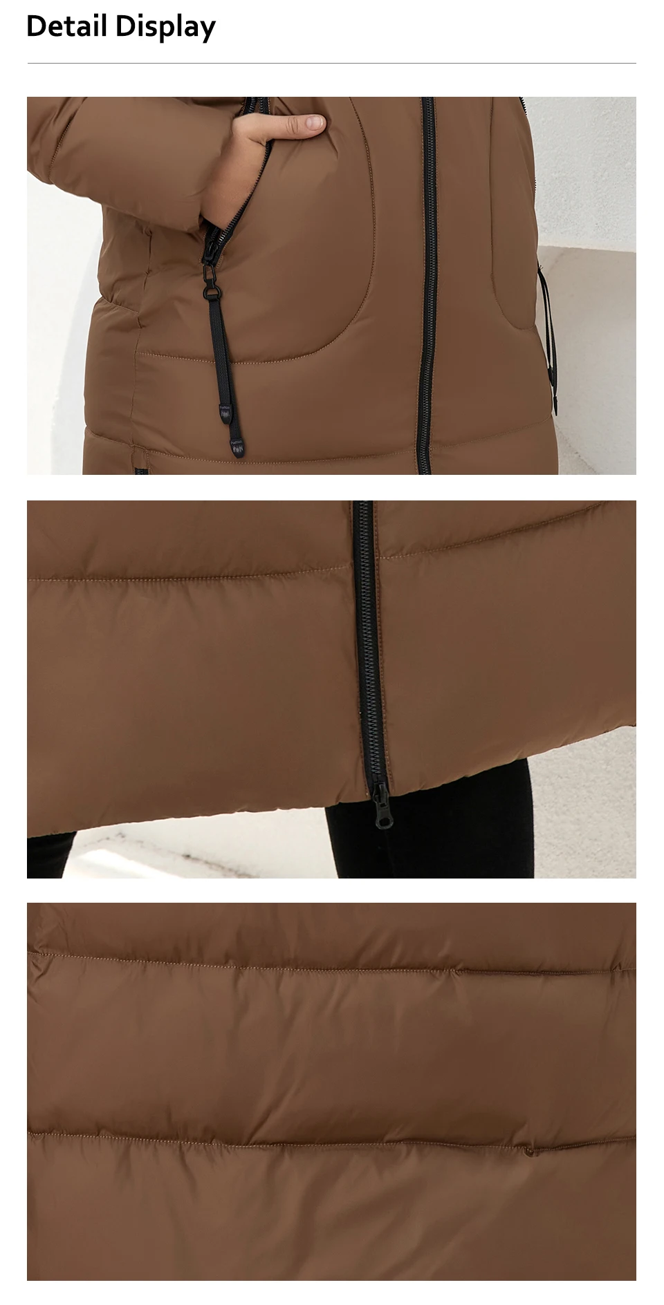 HaiLuoZi 2022 New Winter Women's Coat High Collar Plus Size Thick Fashion Side Zipper Female Clothing Parkas Women Jackets 6079