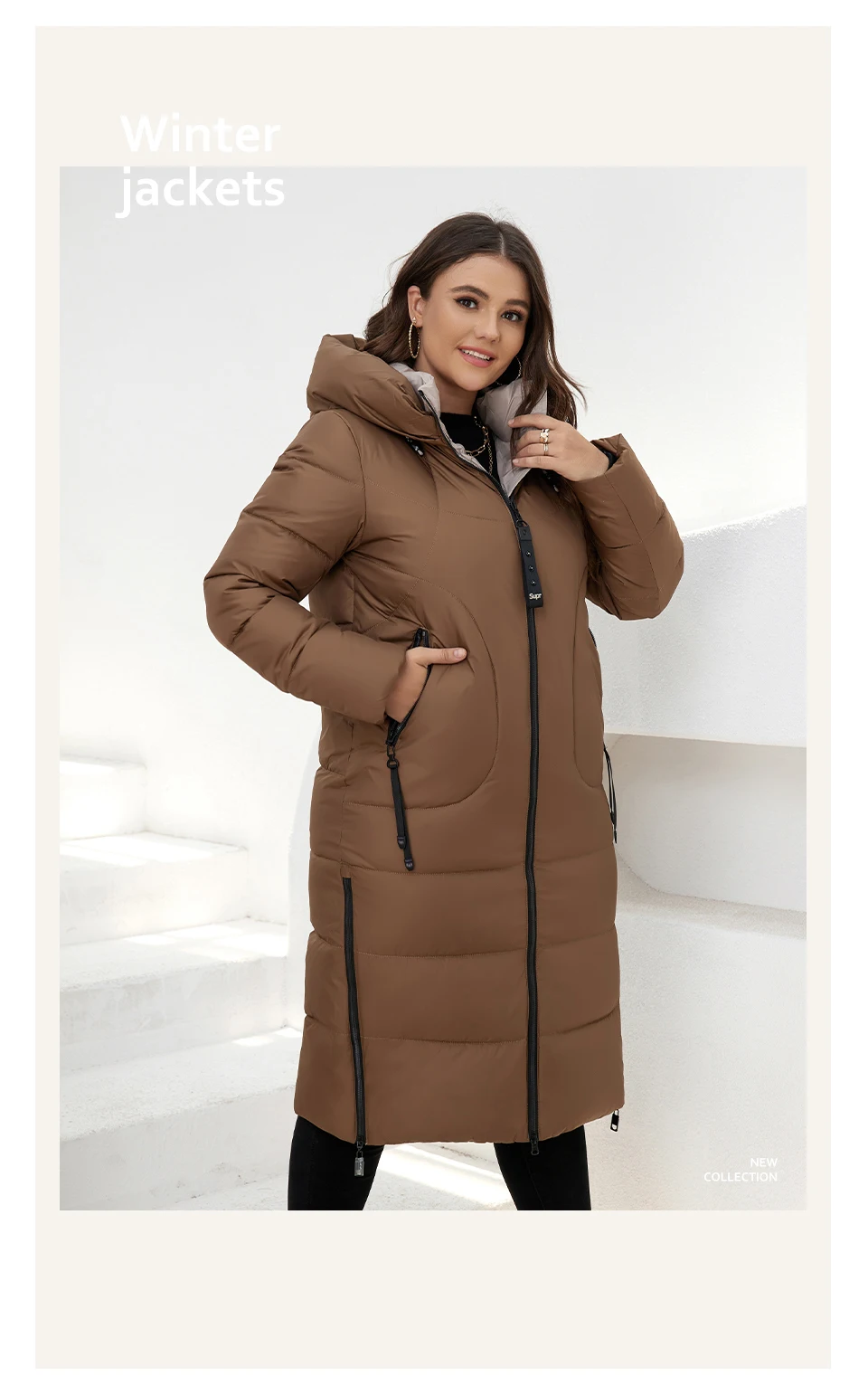 HaiLuoZi 2022 New Winter Women's Coat High Collar Plus Size Thick Fashion Side Zipper Female Clothing Parkas Women Jackets 6079