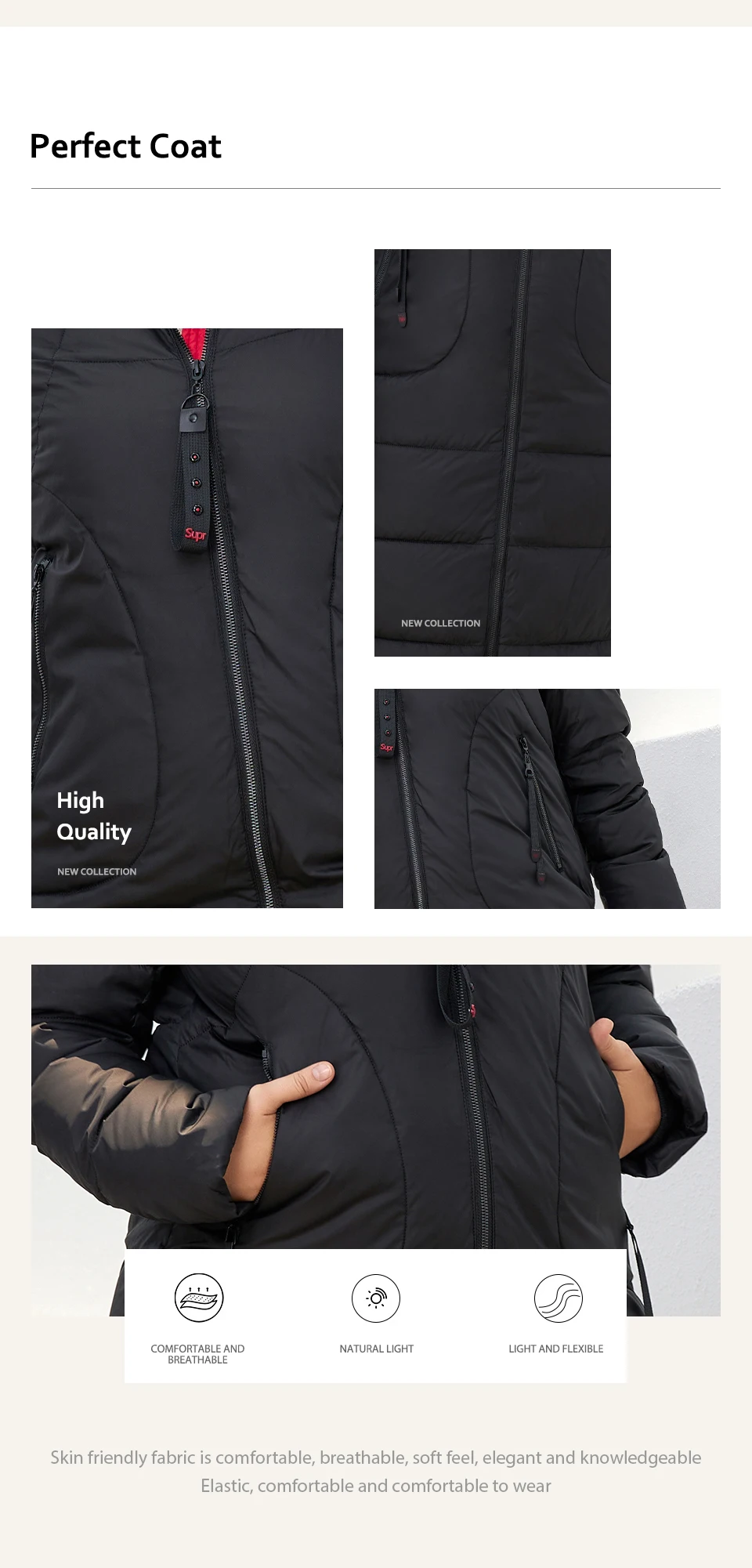 HaiLuoZi 2022 New Winter Women's Coat High Collar Plus Size Thick Fashion Side Zipper Female Clothing Parkas Women Jackets 6079