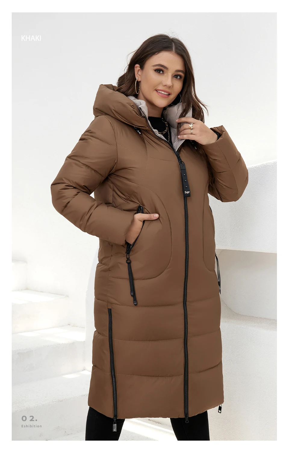 HaiLuoZi 2022 New Winter Women's Coat High Collar Plus Size Thick Fashion Side Zipper Female Clothing Parkas Women Jackets 6079