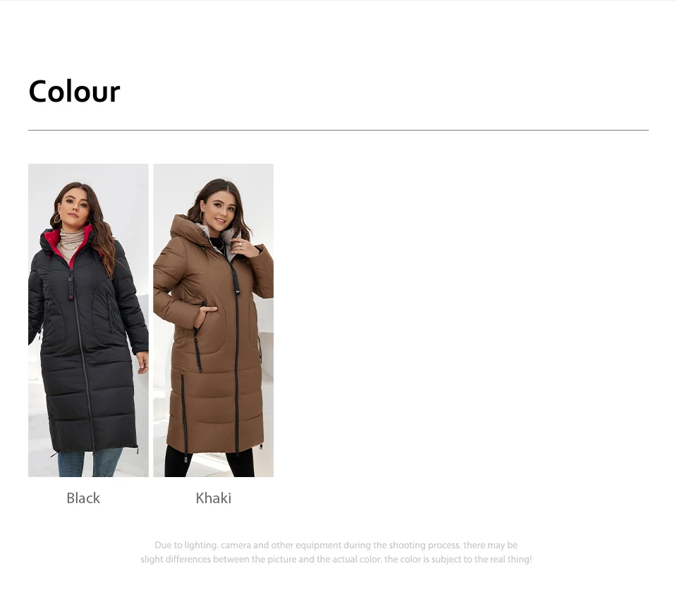HaiLuoZi 2022 New Winter Women's Coat High Collar Plus Size Thick Fashion Side Zipper Female Clothing Parkas Women Jackets 6079