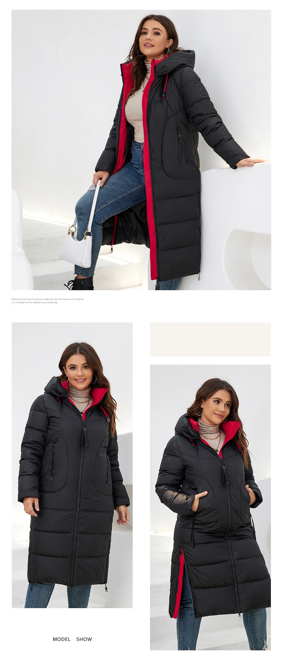 HaiLuoZi 2022 New Winter Women's Coat High Collar Plus Size Thick Fashion Side Zipper Female Clothing Parkas Women Jackets 6079