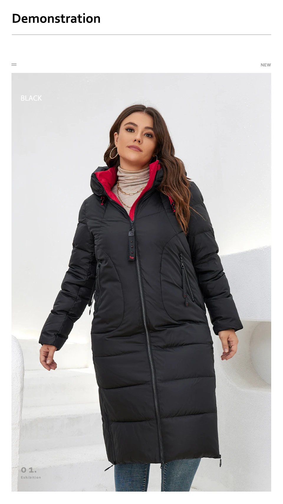 HaiLuoZi 2022 New Winter Women's Coat High Collar Plus Size Thick Fashion Side Zipper Female Clothing Parkas Women Jackets 6079