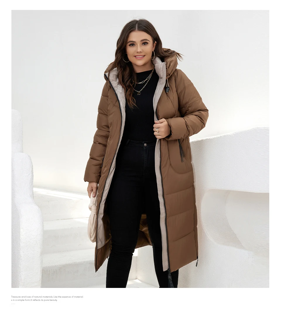 HaiLuoZi 2022 New Winter Women's Coat High Collar Plus Size Thick Fashion Side Zipper Female Clothing Parkas Women Jackets 6079