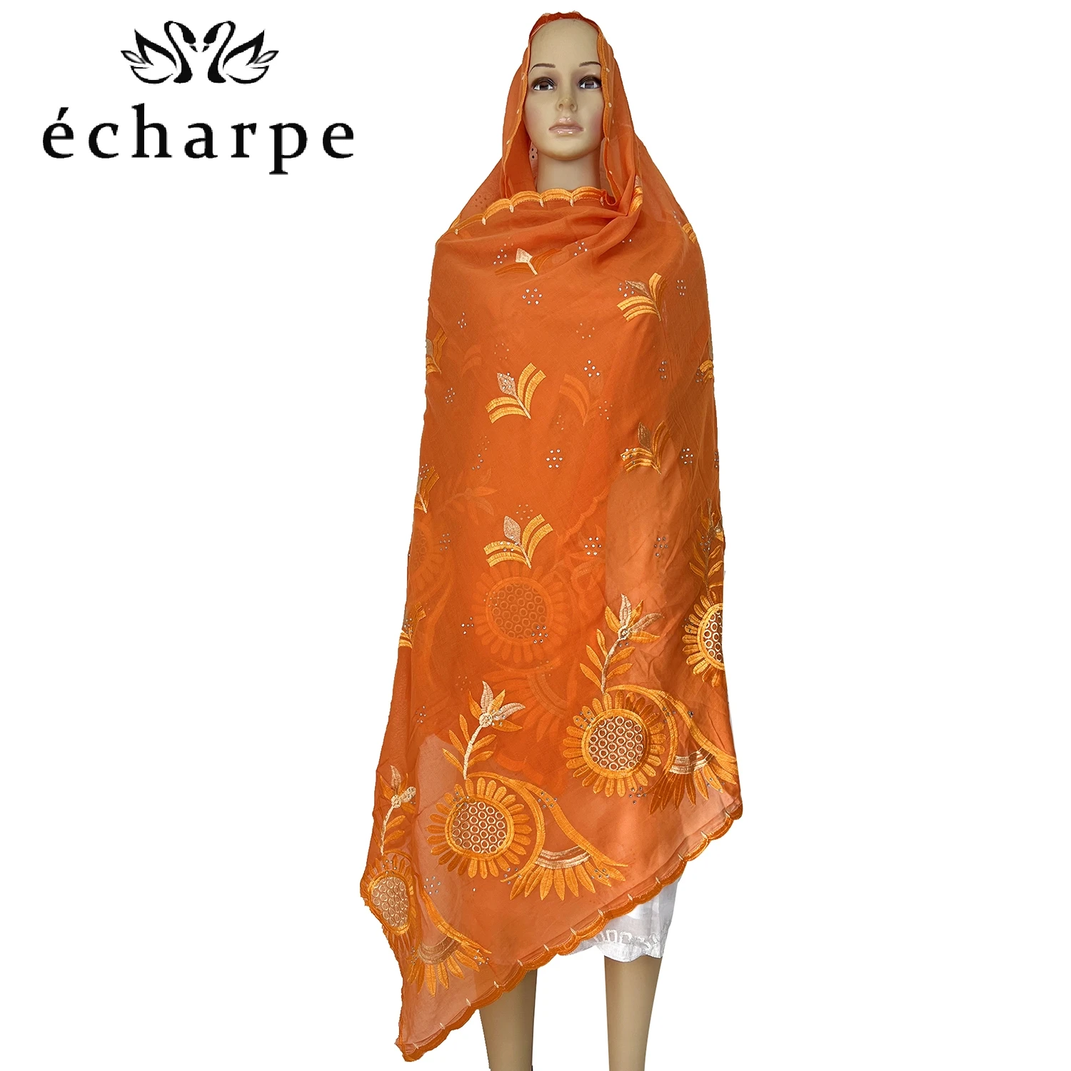2024 New Dubai Scarf For Muslim Women African Cotton Hijab Islam Hijab Pashmina Turban Headscarf Embroidery Shawls