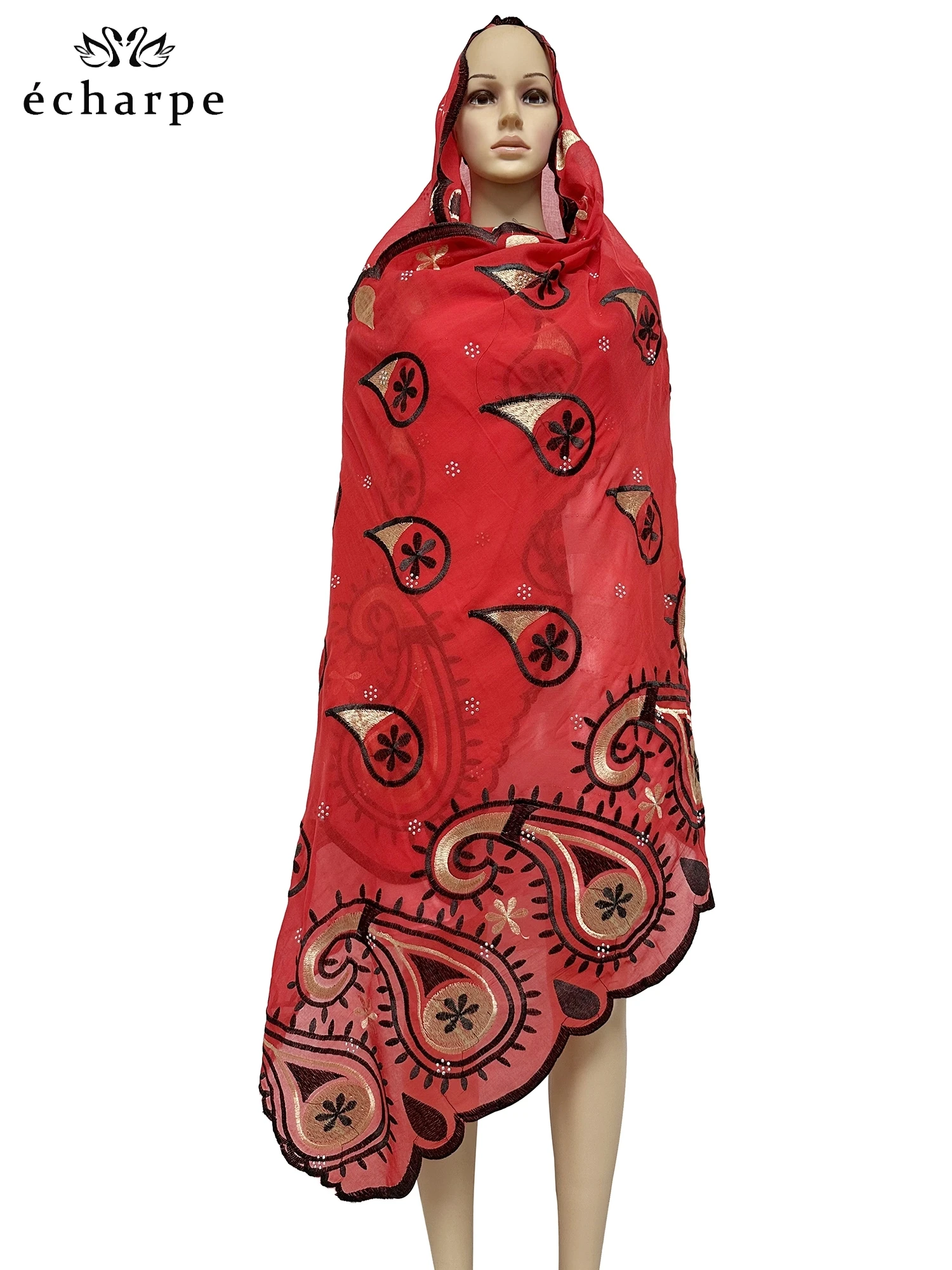 2024 New Dubai Scarf For Muslim Women African Cotton Hijab Islam Hijab Pashmina Turban Headscarf Embroidery Shawls