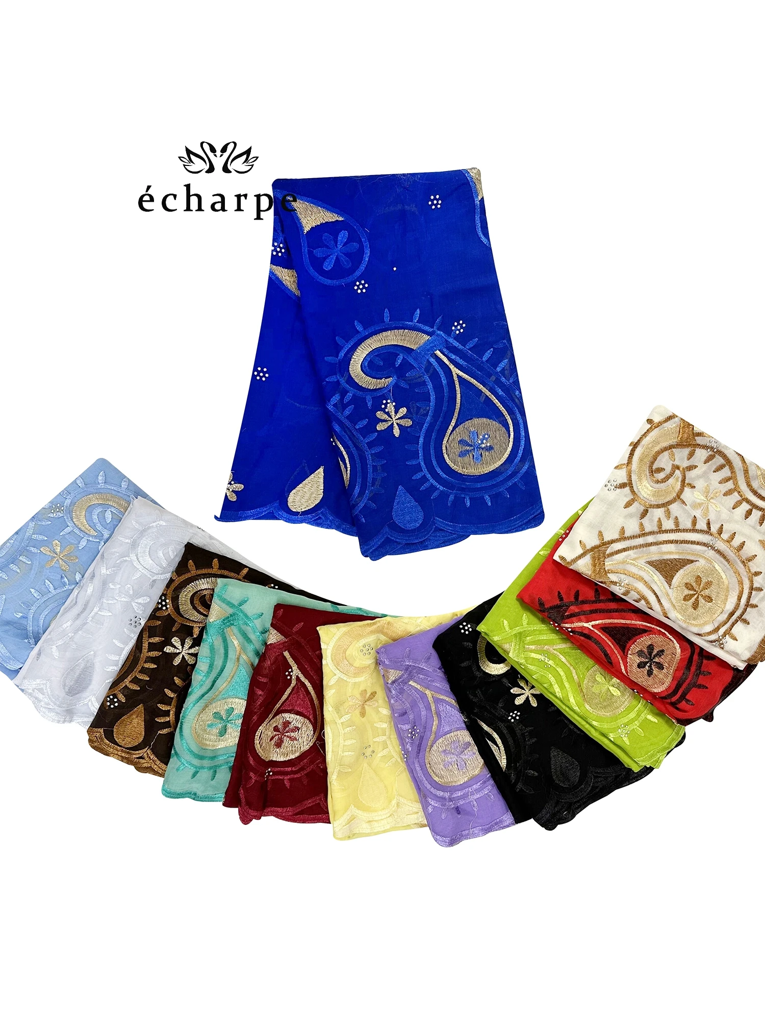 2024 New Dubai Scarf For Muslim Women African Cotton Hijab Islam Hijab Pashmina Turban Headscarf Embroidery Shawls