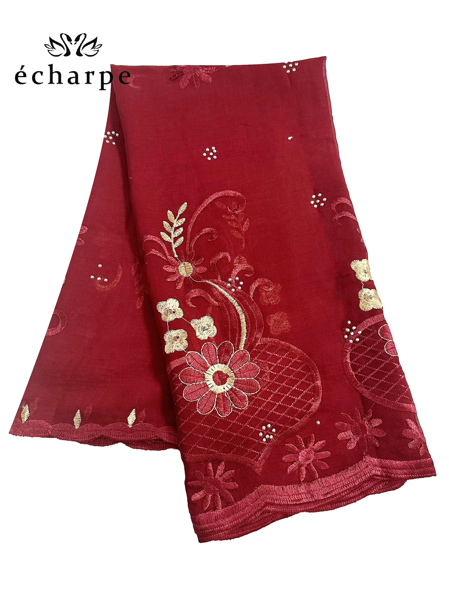2024 New Dubai Scarf For Muslim Women African Cotton Hijab Islam Hijab Pashmina Turban Headscarf Embroidery Shawls