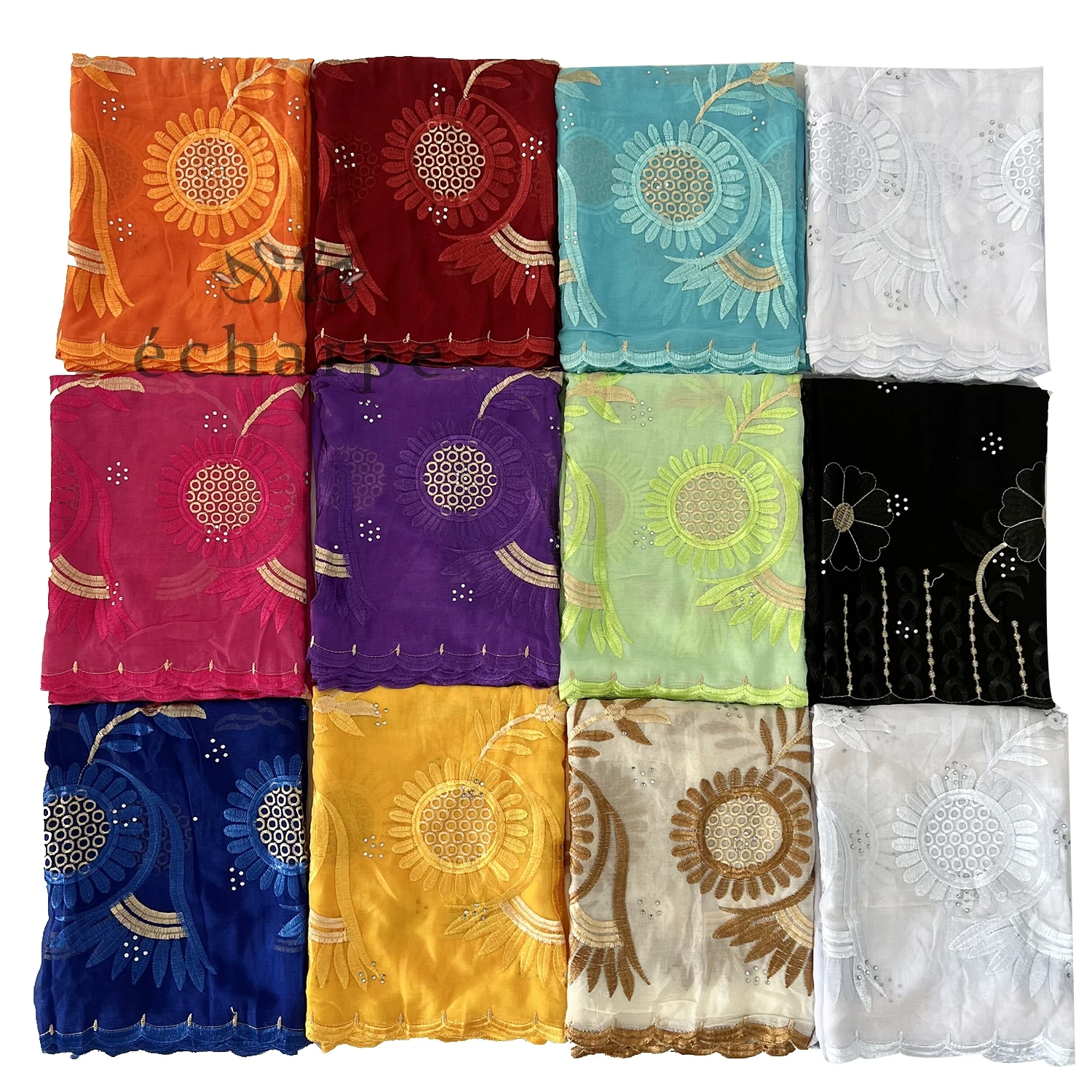 2024 New Dubai Scarf For Muslim Women African Cotton Hijab Islam Hijab Pashmina Turban Headscarf Embroidery Shawls
