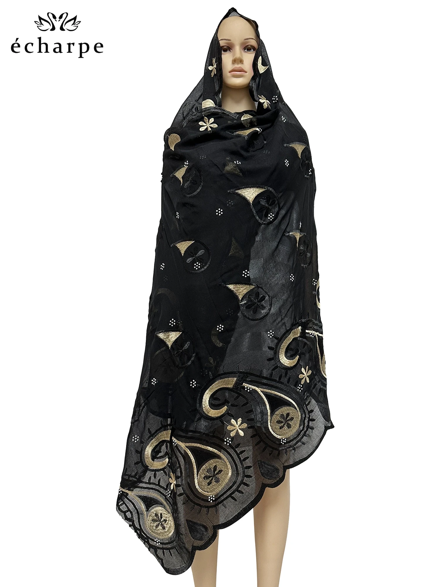2024 New Dubai Scarf For Muslim Women African Cotton Hijab Islam Hijab Pashmina Turban Headscarf Embroidery Shawls