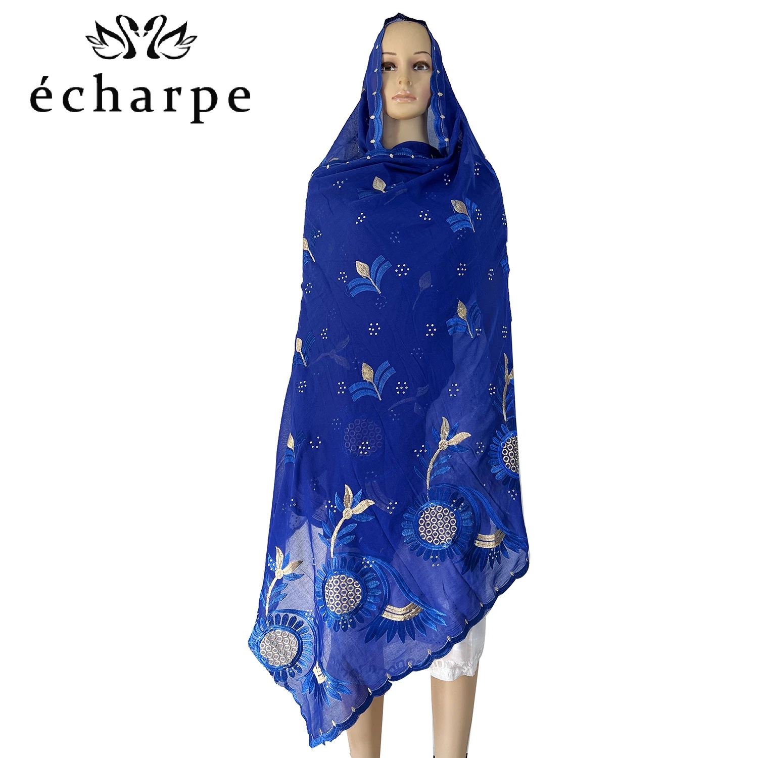 2024 New Dubai Scarf For Muslim Women African Cotton Hijab Islam Hijab Pashmina Turban Headscarf Embroidery Shawls