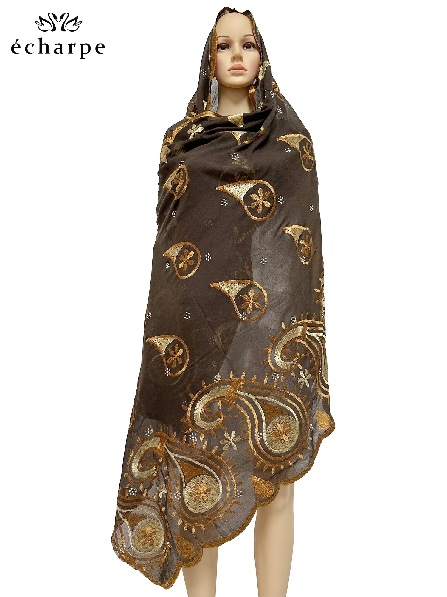 2024 New Dubai Scarf For Muslim Women African Cotton Hijab Islam Hijab Pashmina Turban Headscarf Embroidery Shawls
