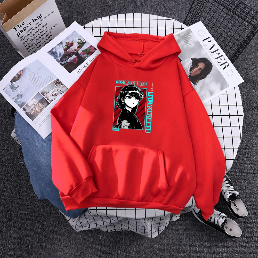 Komi San Can'T Communication Women Hoody Street Hooded Sweatshirts Harajuku Comfortable Pullovers Korean Soft Female Streetwear