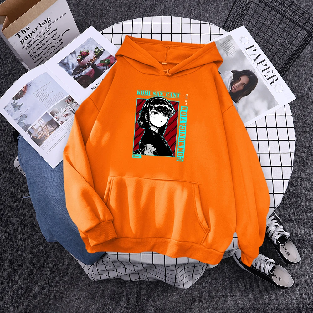 Komi San Can'T Communication Women Hoody Street Hooded Sweatshirts Harajuku Comfortable Pullovers Korean Soft Female Streetwear