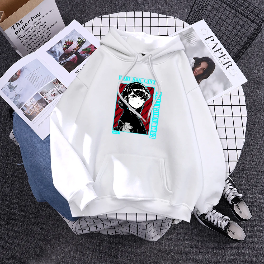 Komi San Can'T Communication Women Hoody Street Hooded Sweatshirts Harajuku Comfortable Pullovers Korean Soft Female Streetwear