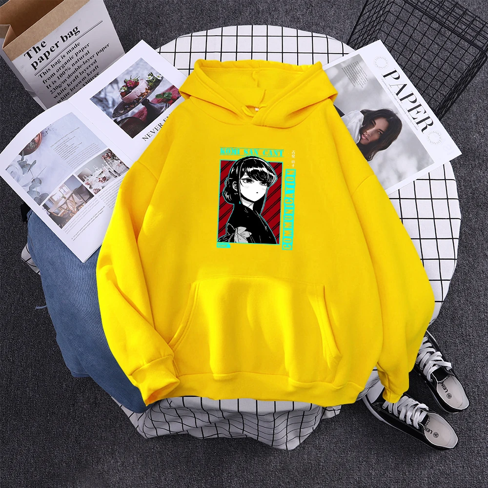 Komi San Can'T Communication Women Hoody Street Hooded Sweatshirts Harajuku Comfortable Pullovers Korean Soft Female Streetwear