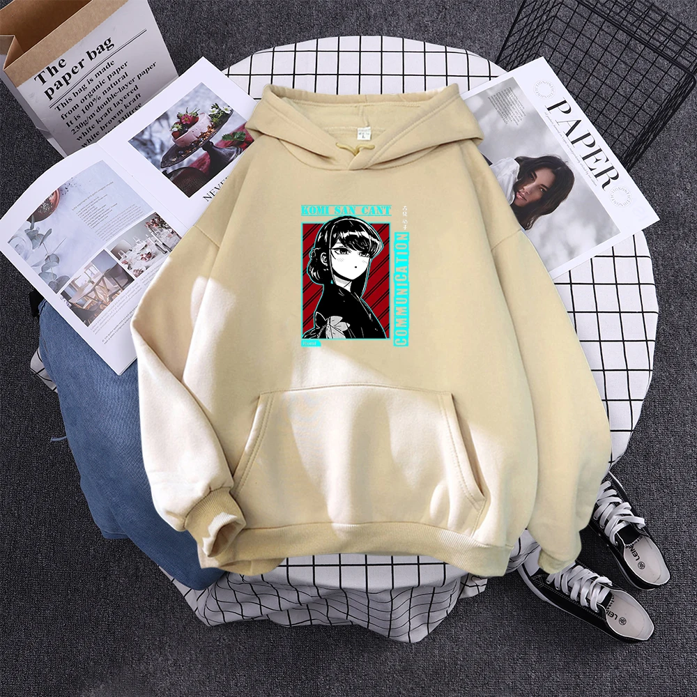 Komi San Can'T Communication Women Hoody Street Hooded Sweatshirts Harajuku Comfortable Pullovers Korean Soft Female Streetwear