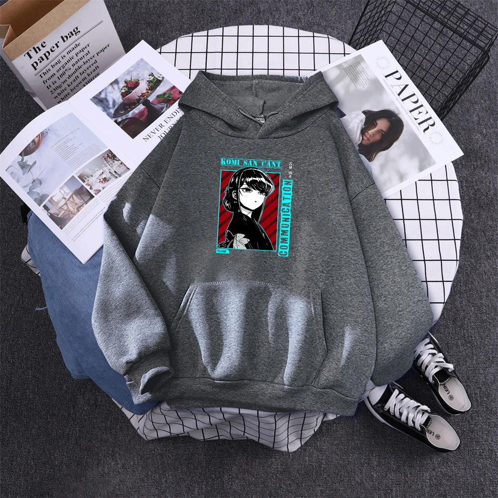Komi San Can'T Communication Women Hoody Street Hooded Sweatshirts Harajuku Comfortable Pullovers Korean Soft Female Streetwear