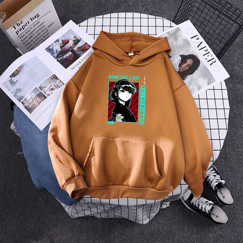 Komi San Can'T Communication Women Hoody Street Hooded Sweatshirts Harajuku Comfortable Pullovers Korean Soft Female Streetwear