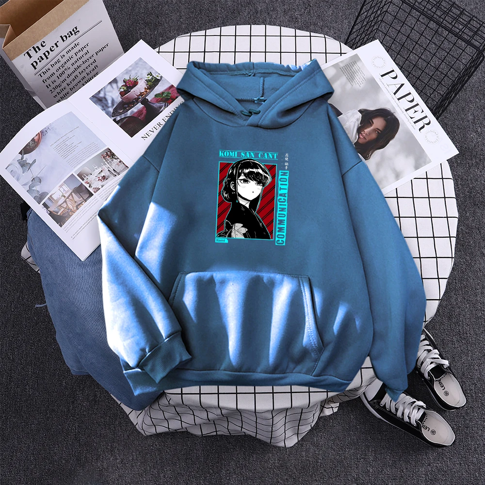 Komi San Can'T Communication Women Hoody Street Hooded Sweatshirts Harajuku Comfortable Pullovers Korean Soft Female Streetwear